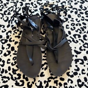 Free People Black Strappy Sandals